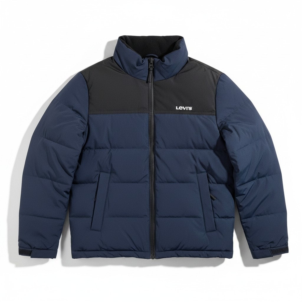 Nwt Levis Men Colorblock Quilted Puffer Jacket Blue L Gorpcore Streetwear Sporty